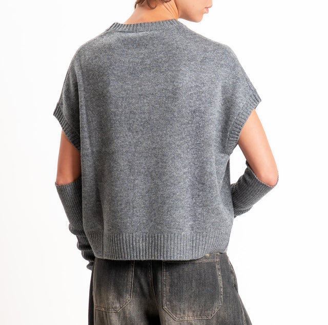 Dixie-Maglia con manicotti 100%LANA - grigio