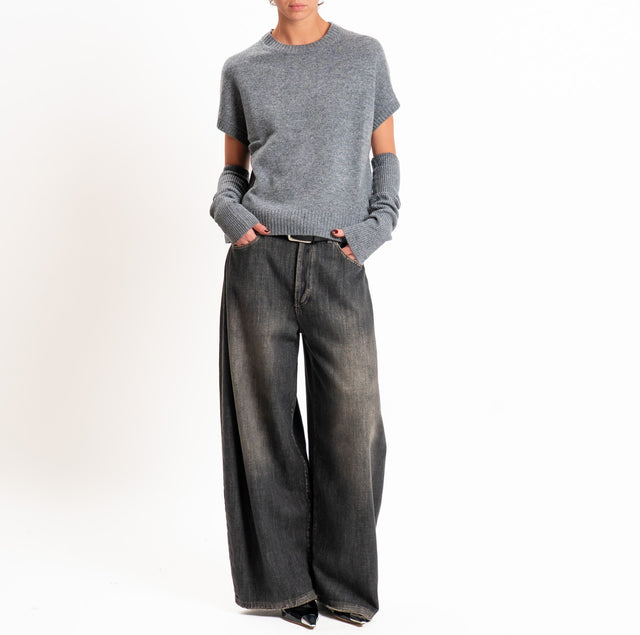 Dixie-Maglia con manicotti 100%LANA - grigio
