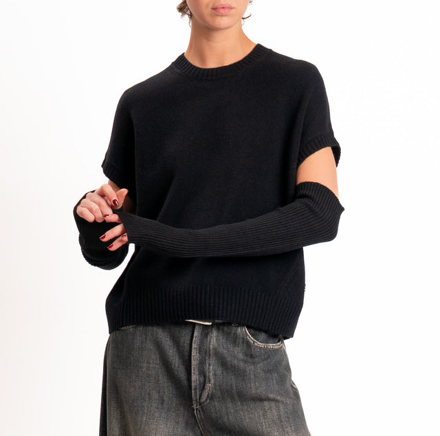 Dixie-Maglia con manicotti 100%LANA - nero