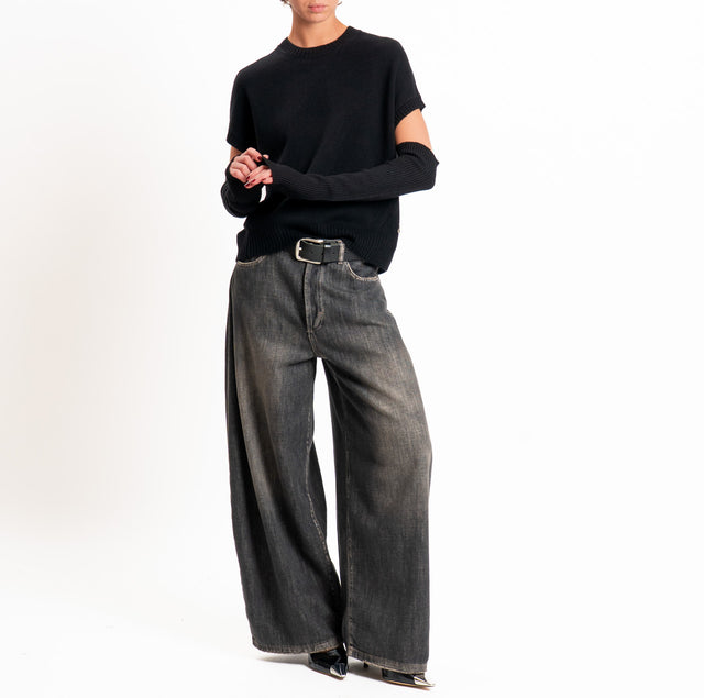 Dixie-Maglia con manicotti 100%LANA - nero