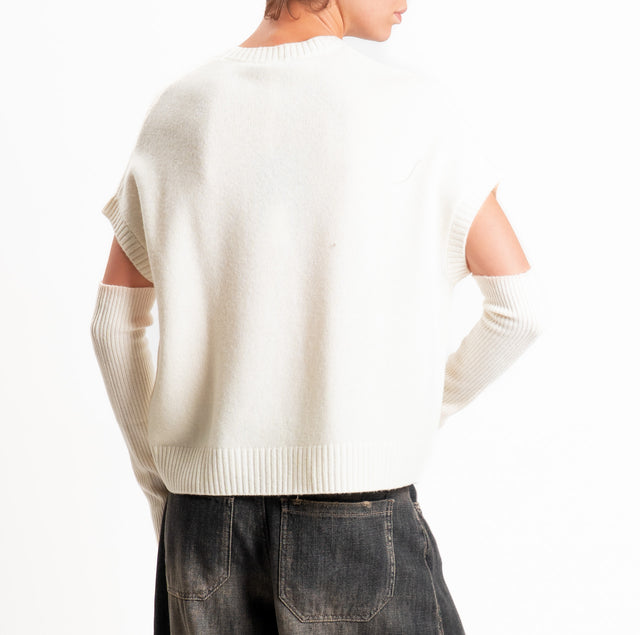 Dixie-Maglia con manicotti 100%LANA - panna
