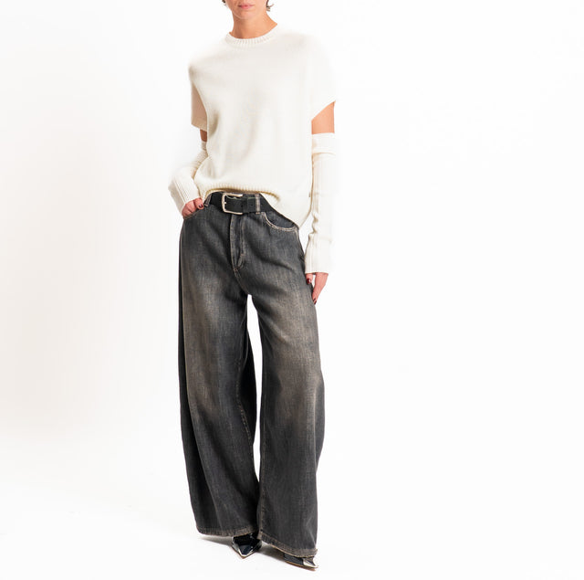Dixie-Maglia con manicotti 100%LANA - panna