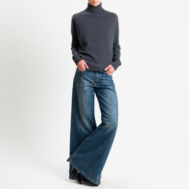 Dixie-Maglia 100 % lana collo alto - antracite