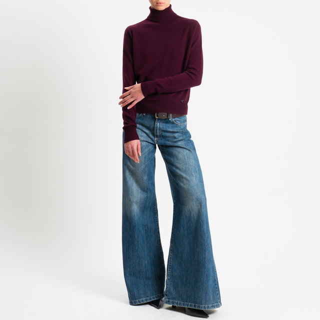 Dixie-Maglia 100 % lana collo alto - vino