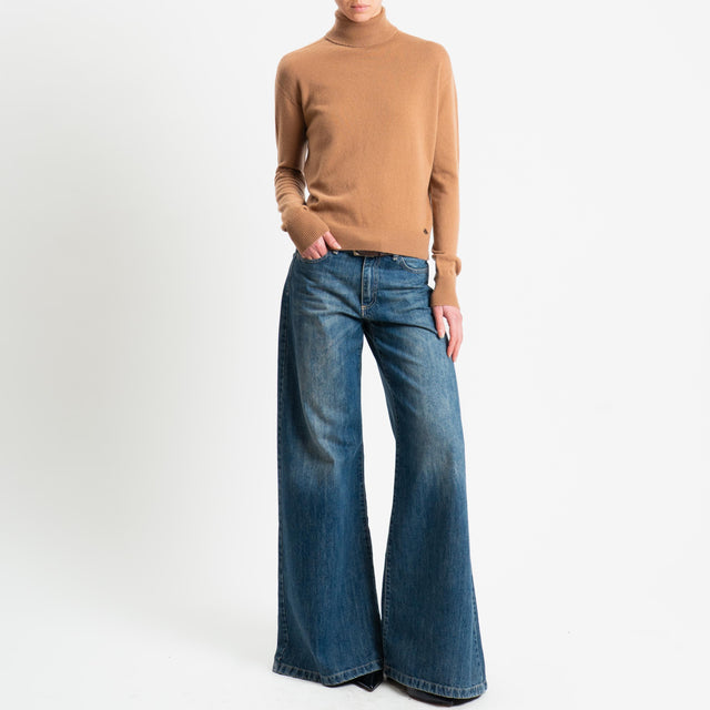 Dixie-Maglia 100 % lana collo alto - cammello