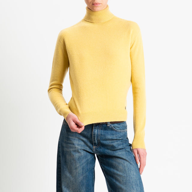 Dixie-Maglia 100 % lana collo alto - giallo