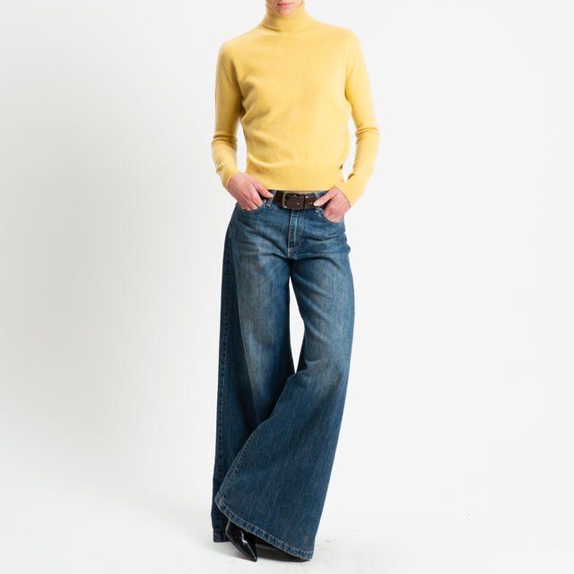 Dixie-Maglia 100 % lana collo alto - giallo