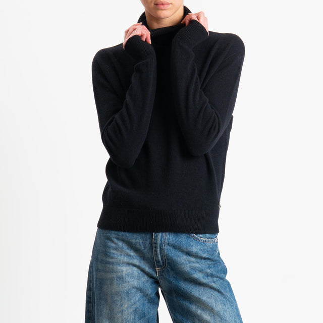 Dixie-Maglia 100 % lana collo alto - nero