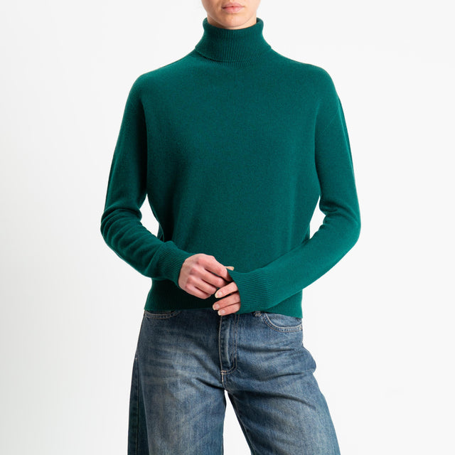 Dixie-Maglia 100 % lana collo alto - verde