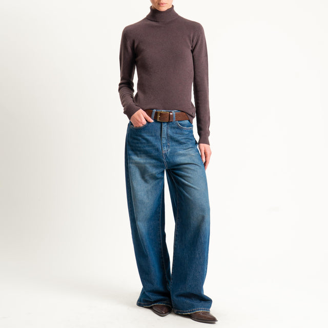 Dixie-Maglia collo alto elasticizzata - moro