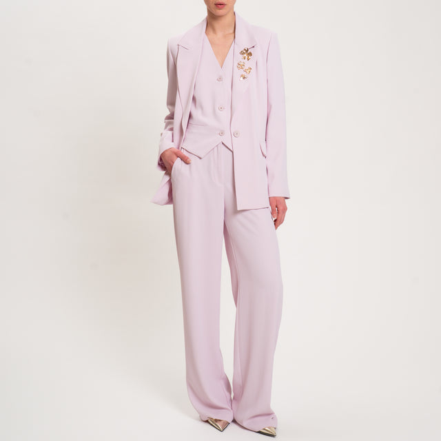 Dixie-Completo gilet e pantalone tessuto fluido - lilla