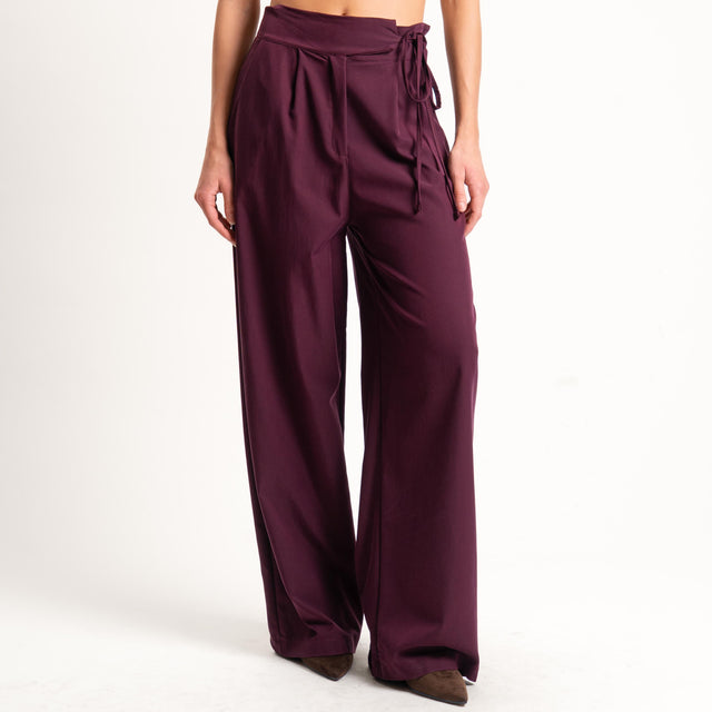 Dixie-Pantalone wide leg con pinces - Bordeaux