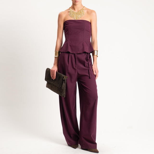 Dixie-Pantalone wide leg con pinces - Bordeaux