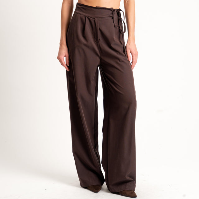 Dixie-Pantalone wide leg con pinces - moro