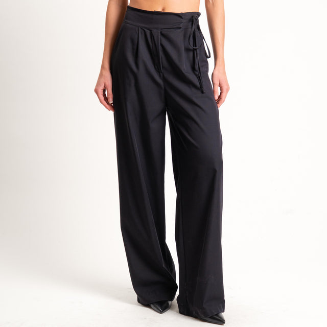 Dixie-Pantalone wide leg con pinces - nero