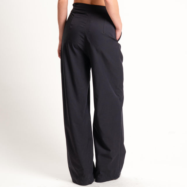 Dixie-Pantalone wide leg con pinces - nero