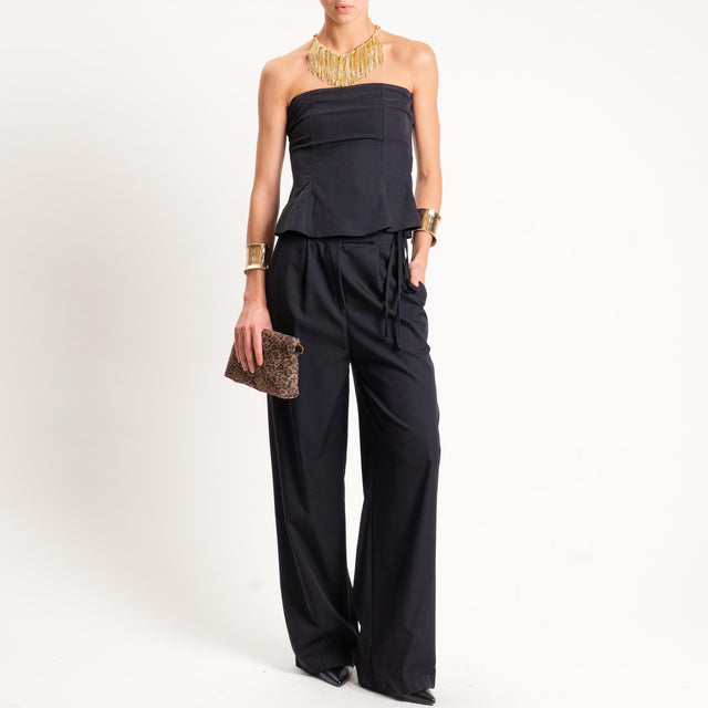 Dixie-Pantalone wide leg con pinces - nero