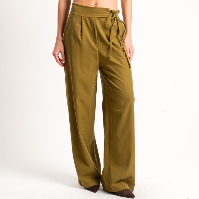 Dixie-Pantalone wide leg con pinces - olio