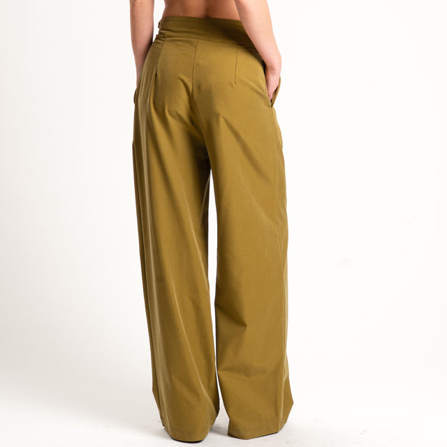 Dixie-Pantalone wide leg con pinces - olio