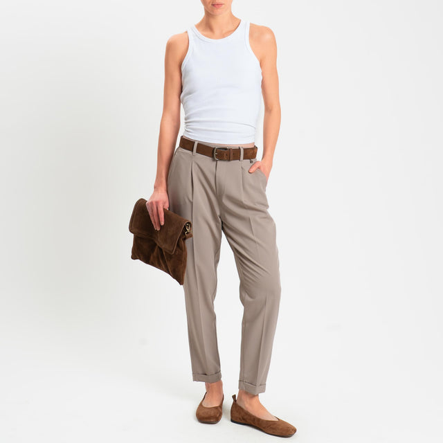 Dixie-Pantalone elastico dietro con pinces - fango