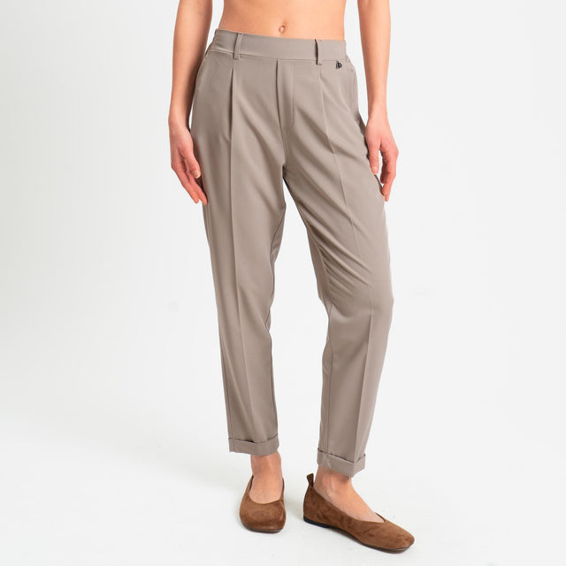 Dixie-Pantalone elastico dietro con pinces - fango