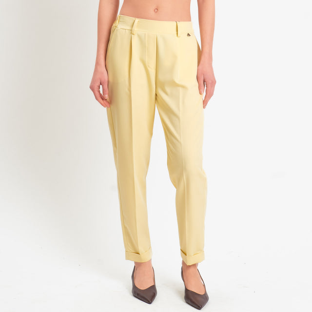 Dixie-Pantalone elastico dietro con pinces - giallo