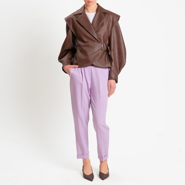 Dixie-Pantalone elastico dietro con pinces - glicine