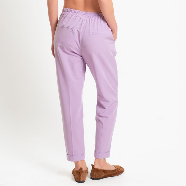 Dixie-Pantalone elastico dietro con pinces - glicine