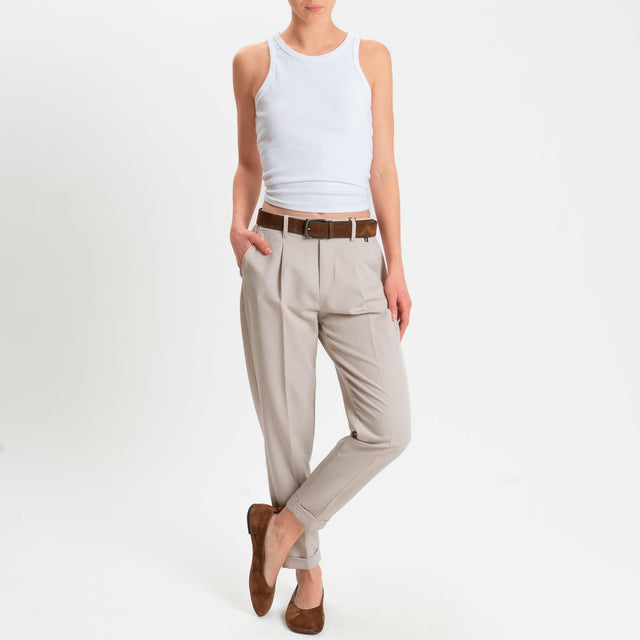 Dixie-Pantalone elastico dietro con pinces - ice