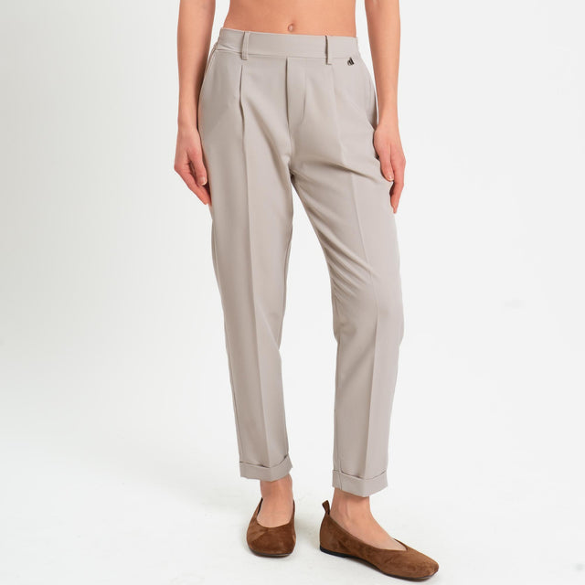 Dixie-Pantalone elastico dietro con pinces - ice