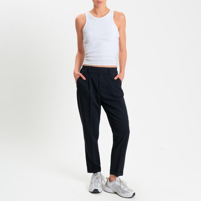 Dixie-Pantalone elastico dietro con pinces - nero