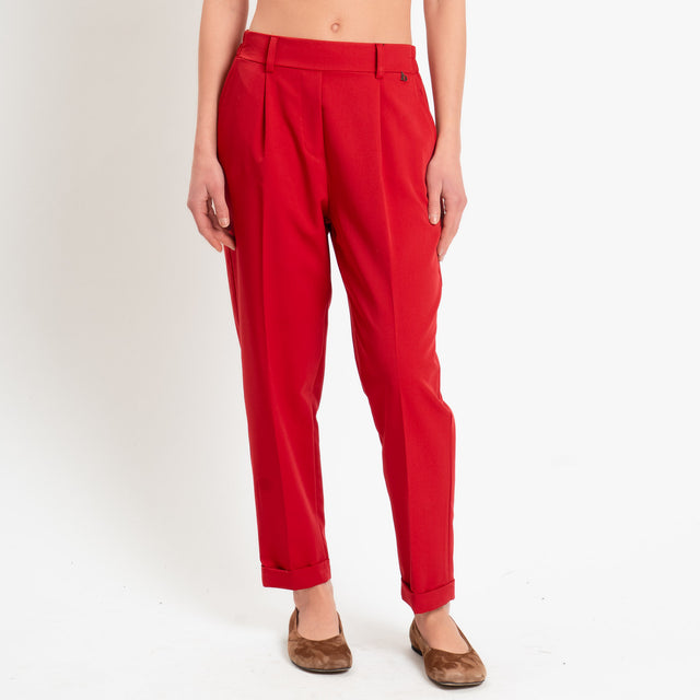 Dixie-Pantalone elastico dietro con pinces - rosso