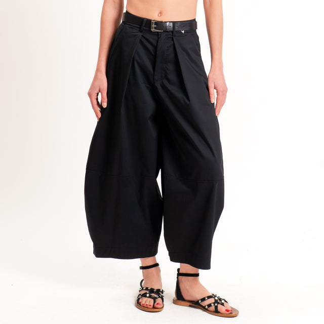 Dixie-Pantalone popeline barrel fit - nero