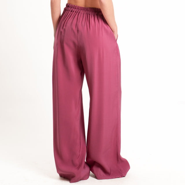 Dixie-Pantalone tessuto modal elastico in vita - lampone