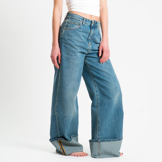 Dixie-Jeans wide leg con risvolto - denim