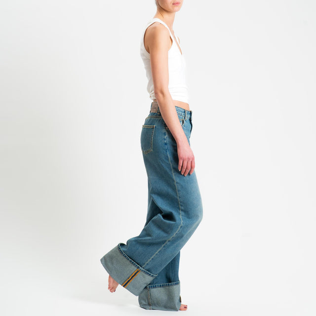 Dixie-Jeans wide leg con risvolto - denim