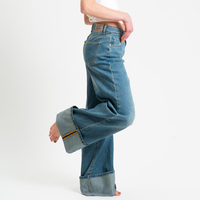 Dixie-Jeans wide leg con risvolto - denim