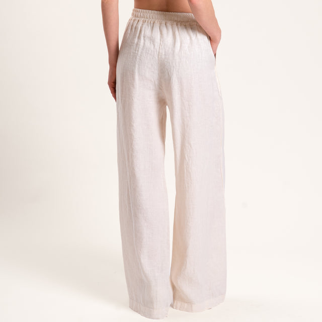 Dixie-Pantalone 100% lino con coulisse - burro