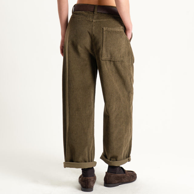 Dixie-Pantalone velluto 500 righe con cintura - militare