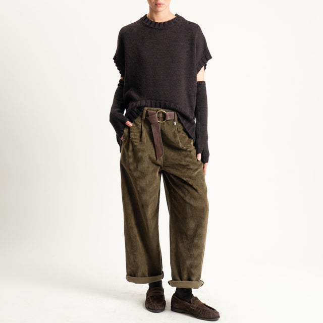 Dixie-Pantalone velluto 500 righe con cintura - militare