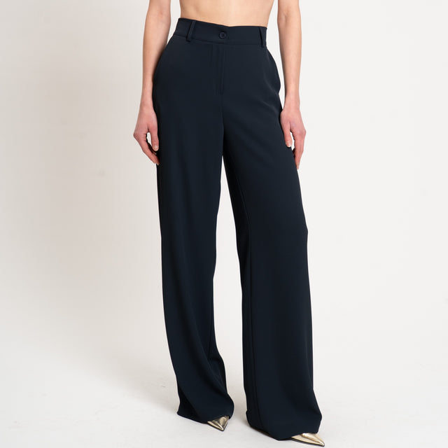 Dixie-Pantalone tessuto fluido elastico dietro - blu
