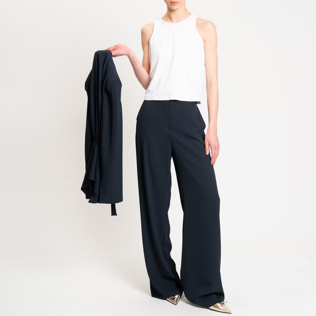 Dixie-Pantalone tessuto fluido elastico dietro - blu