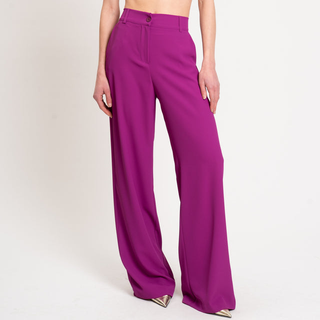 Dixie-Pantalone tessuto fluido elastico dietro - malva