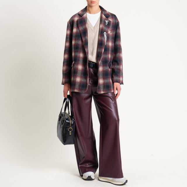 Dixie-Pantalone similpelle wide leg - Bordeaux