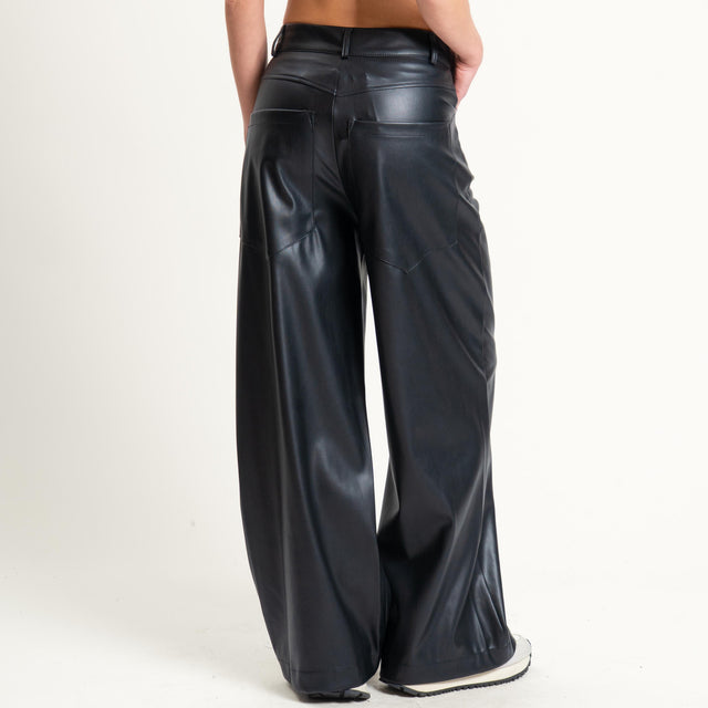 Dixie-Pantalone similpelle wide leg - nero