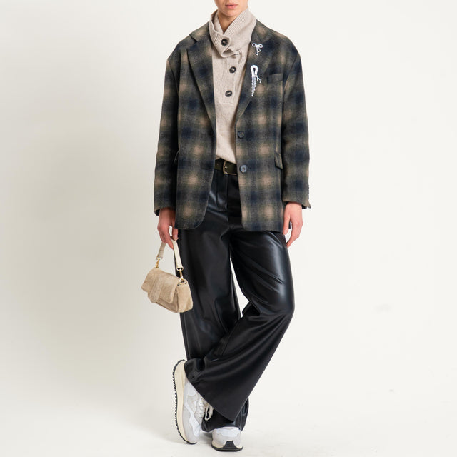 Dixie-Pantalone similpelle wide leg - nero