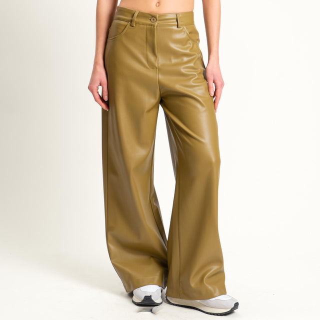 Dixie-Pantalone similpelle wide leg - olio