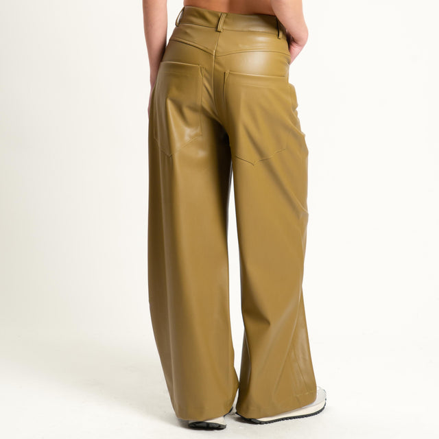 Dixie-Pantalone similpelle wide leg - olio