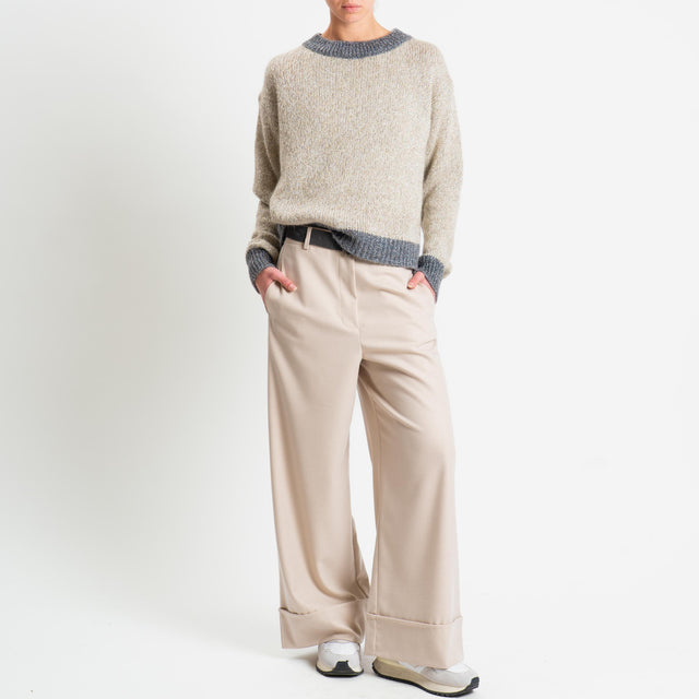 Dixie-Pantalone con risvolto - gesso