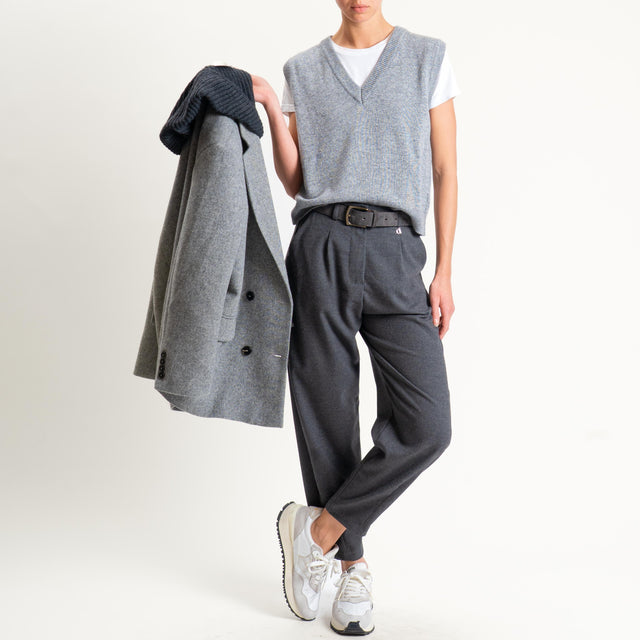 Dixie-Pantalone carrot fit in flanella - antracite